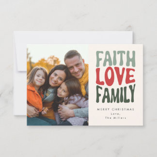 Faith, Love, Family - vintage retro lettering Card