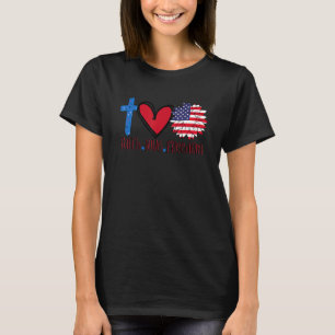 Faith Love Freedom T- American Flag Flower Christi T-Shirt
