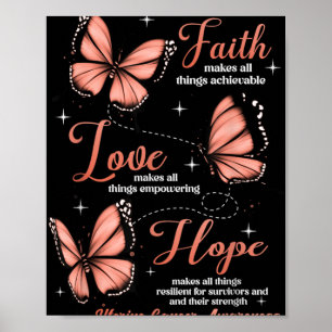 Faith Love Hope Butterfly Uterine Cancer Awareness Poster