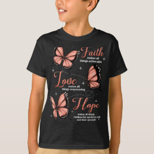 Faith Love Hope Butterfly Uterine Cancer Awareness T-Shirt