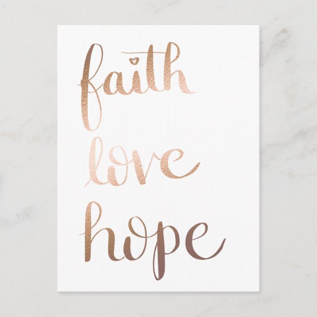 Faith Love Hope Gold Foil Postcard (Front)