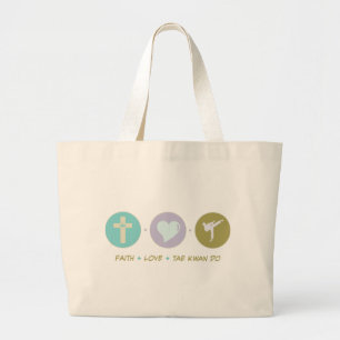 Faith Love Tae Kwan Do Large Tote Bag