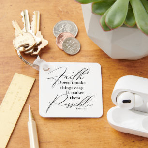 Faith makes things possible monogram key ring