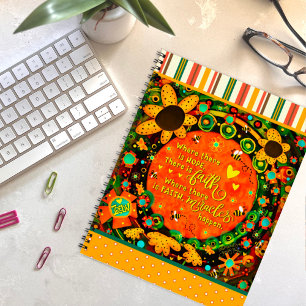 Faith Miracles Quote Floral Bumblebees Irelyn Notebook