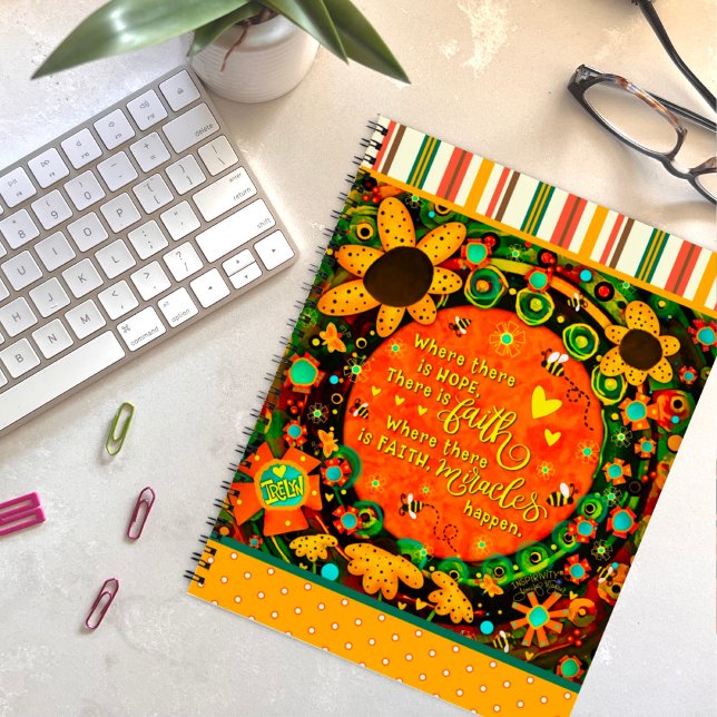 Faith Miracles Quote Floral Bumblebees Irelyn Notebook (Creator Uploaded)