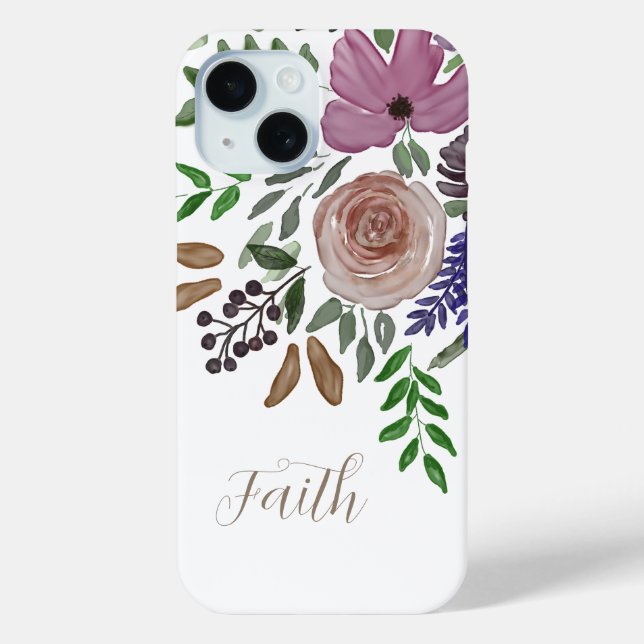 Faith Modern Feminine Christian White Floral Case-Mate iPhone Case (Back)