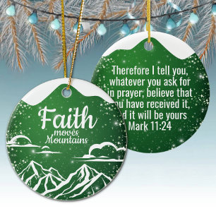 Faith Moves Mountains Religious Holiday  ⛪️ 🎄 Ceramic Tree Decoration