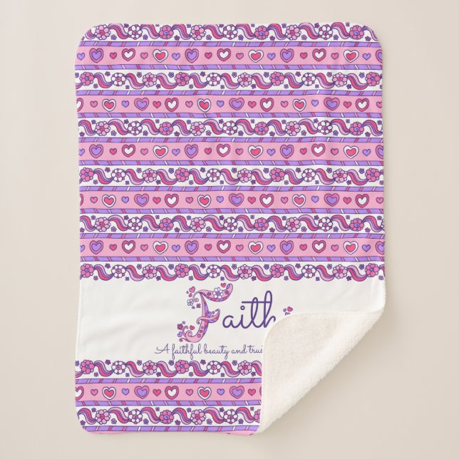 Faith name meaning hearts and flower art blanket (Front)