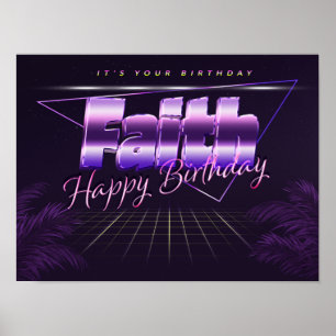Faith Name Vorname lila retro Poster Geburtstag