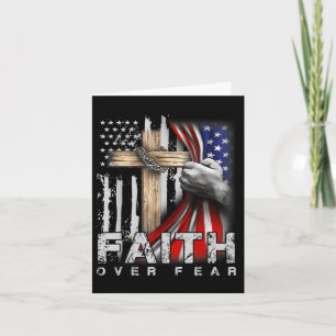 Faith Over Fear America Pride Us Flag Jesus Christ Card