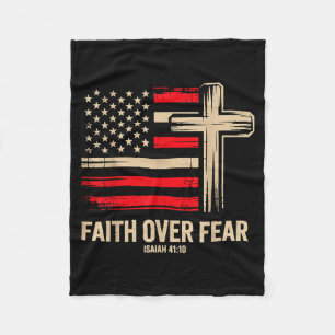 Faith Over Fear American Flag Fleece Blanket