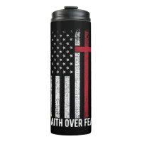 Faith Over Fear American USA Flag Christian Cross