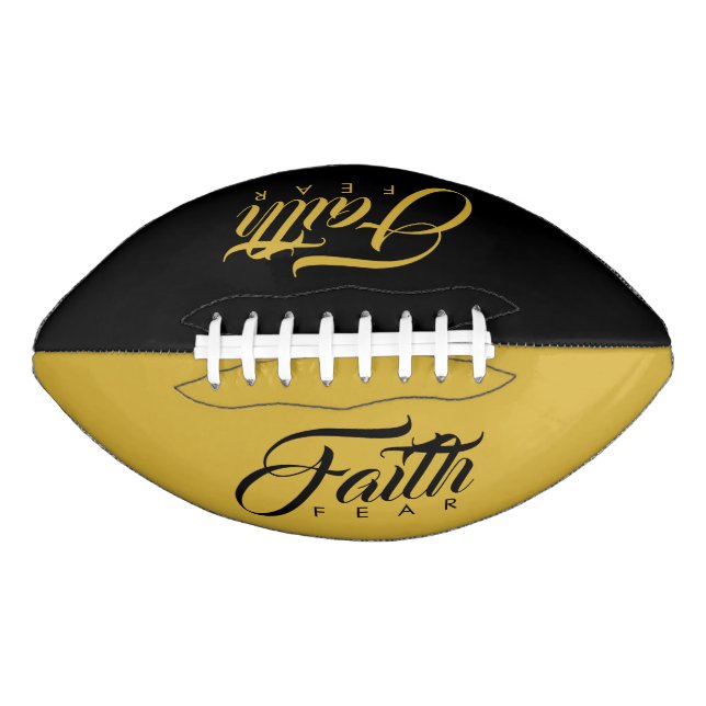 Faith Over Fear Black and Gold Football (Front)