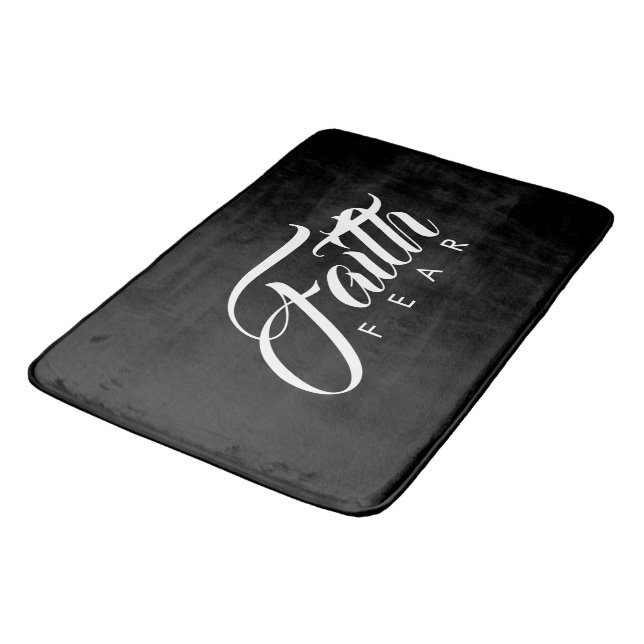 Faith Over Fear Black Bath Mat (Angled)