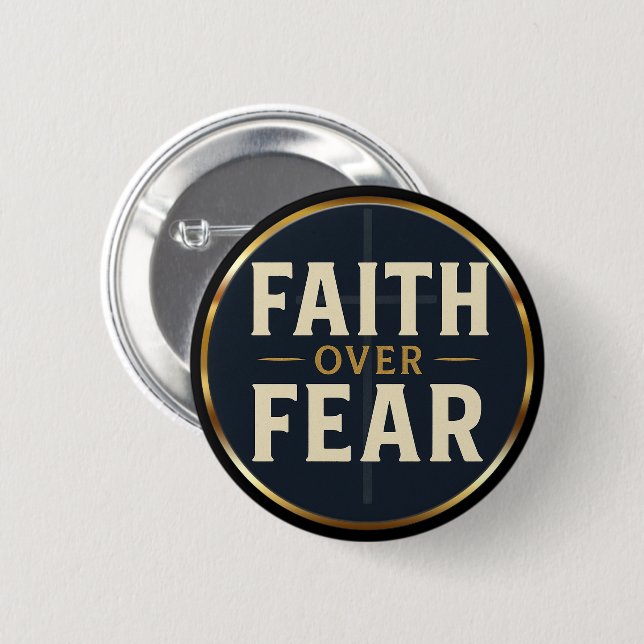 Faith Over Fear Black & Gold Christian Quote  6 Cm Round Badge (Front & Back)