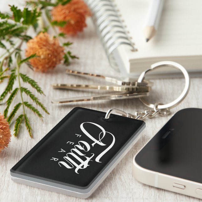 Faith Over Fear Black Key Ring (Front Right)