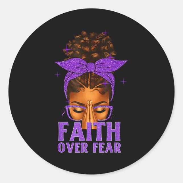 Faith Over Fear Black Women Afro Christian African Classic Round Sticker (Front)