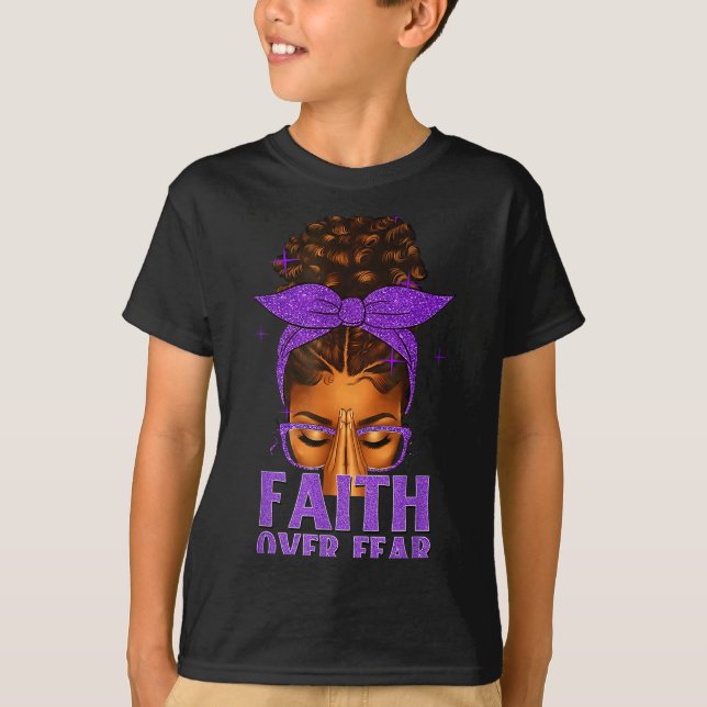 Faith Over Fear Black Women Afro Christian African T-Shirt (Front)