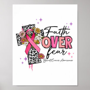 Faith Over Fear Breast Cancer Awareness Christian Poster
