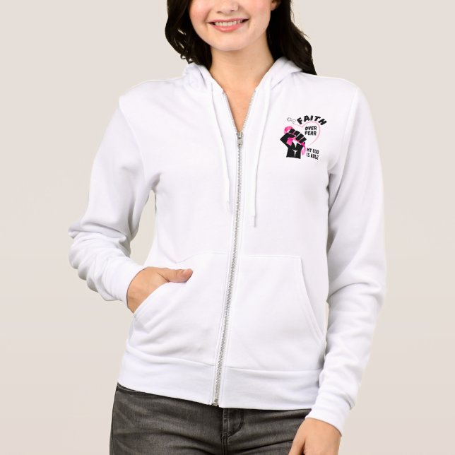 FAITH OVER FEAR Breast Cancer Awareness Hoodie (Front)
