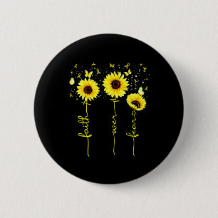 Faith Over Fear Childhood Cancer Awareness Sunflow 6 Cm Round Badge