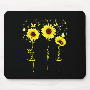 Faith Over Fear Childhood Cancer Awareness Sunflow Mouse Pad