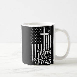 Faith Over Fear Christian American Flag Religious Coffee Mug