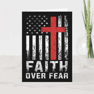 Faith Over Fear Christian American Flag Women Men Card