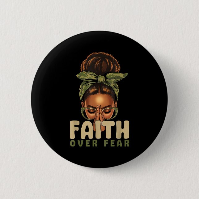 Faith Over Fear Christian Camo African American Af 6 Cm Round Badge (Front)