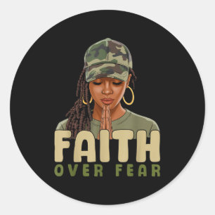 Faith Over Fear Christian Camo African American Af Classic Round Sticker