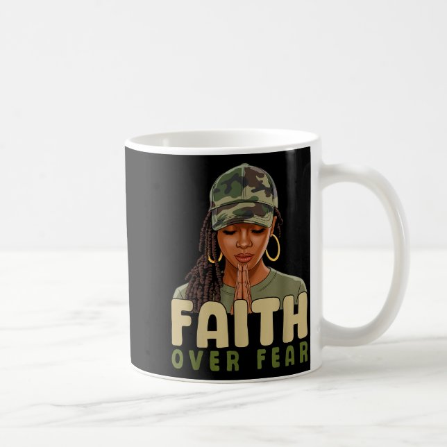 Faith Over Fear Christian Camo African American Af Coffee Mug (Right)