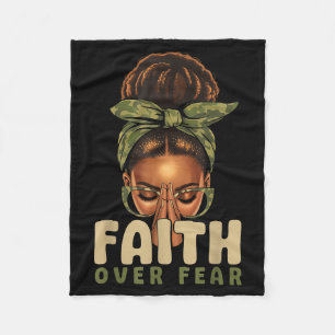 Faith Over Fear Christian Camo African American Af Fleece Blanket