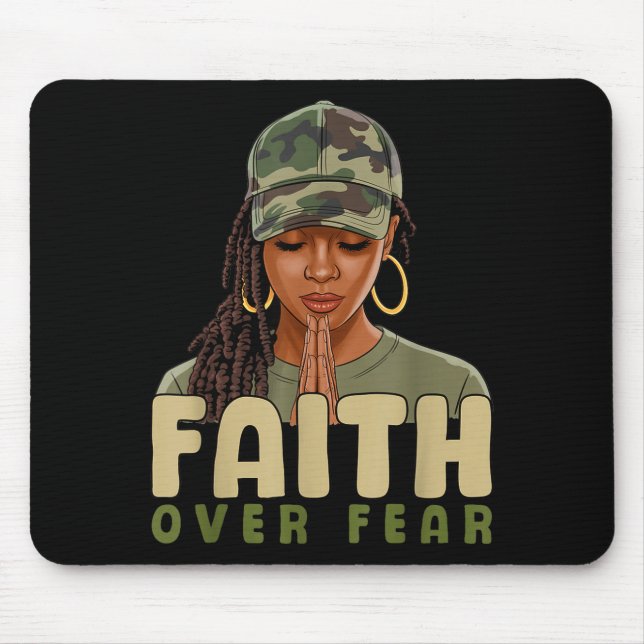 Faith Over Fear Christian Camo African American Af Mouse Pad (Front)