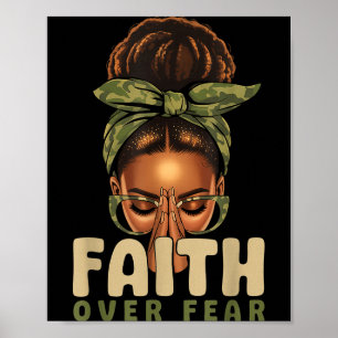 Faith Over Fear Christian Camo African American Af Poster