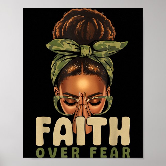Faith Over Fear Christian Camo African American Af Poster (Front)