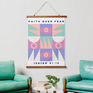 Faith Over Fear Christian Faith Poster Modern  Hanging Tapestry