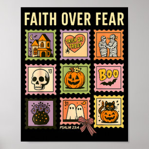 Faith Over Fear Christian Halloween Stamp Believer Poster