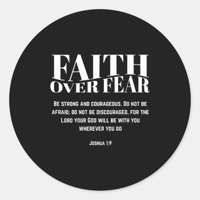 Faith Over Fear Christian Jesus Bible Verse Men Wo Classic Round Sticker (Front)