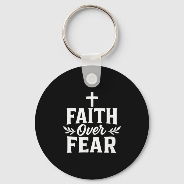 Faith Over Fear Christian Motivational Bible Verse Key Ring (Front)