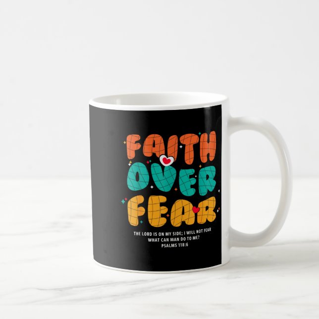 Faith Over Fear Christian Religious Groovy Men Wom Coffee Mug (Right)