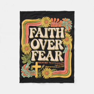 Faith Over Fear Christian Retro Floral 70s Shirt W Fleece Blanket
