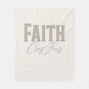 Faith Over Fear Christian Typography Design Fleece Blanket