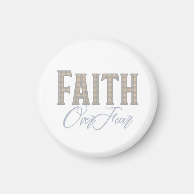 Faith Over Fear Christian Typography Design Magnet (Front)