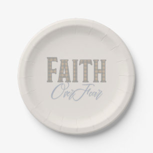 Faith Over Fear Christian Typography Design Paper Plate