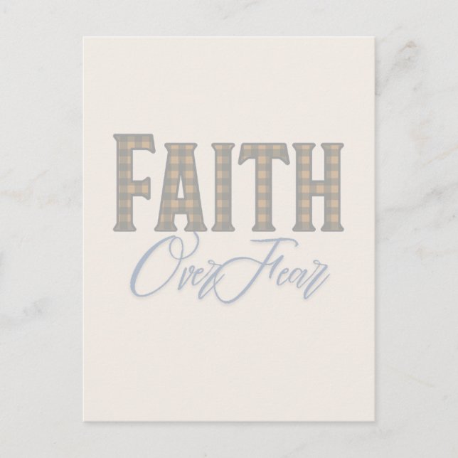 Faith Over Fear Christian Typography Design Postcard (Front)