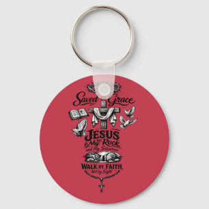 Faith Over Fear Christian Vintage Design Key Ring