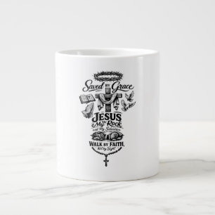 Faith Over Fear Christian Vintage Design Large Coffee Mug