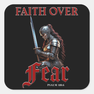 Faith Over Fear Christian Women Warrior Motivation Square Sticker
