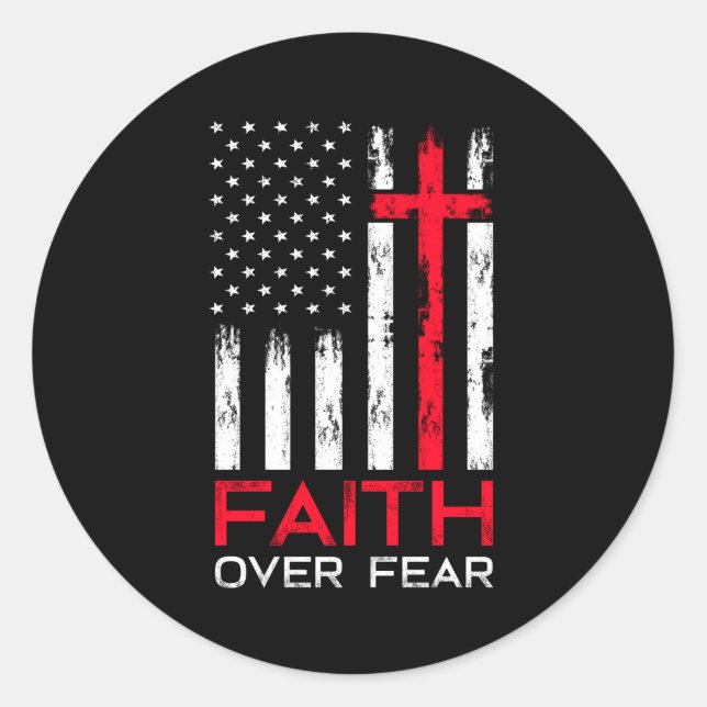 Faith Over Fear Classic Round Sticker (Front)