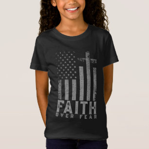 Faith Over Fear Cool Christian Cross American USA T-Shirt